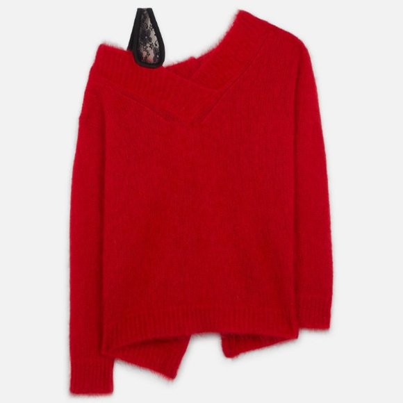 NWT Christopher Kane V Neck Mohair Wool Red Open Back Women's Luxury Sweater XL - Picture 5 of 10
